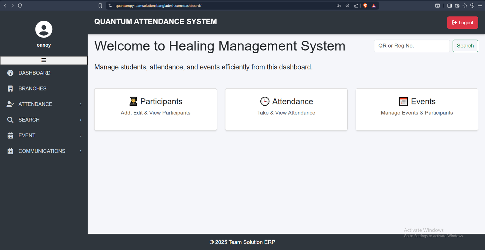 Quantum Attendance System Dashboard